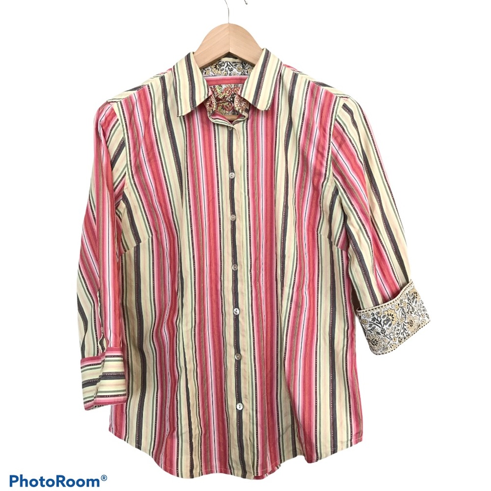 Robert Graham Women’s Button Up Shirt 3/4 Sleeves